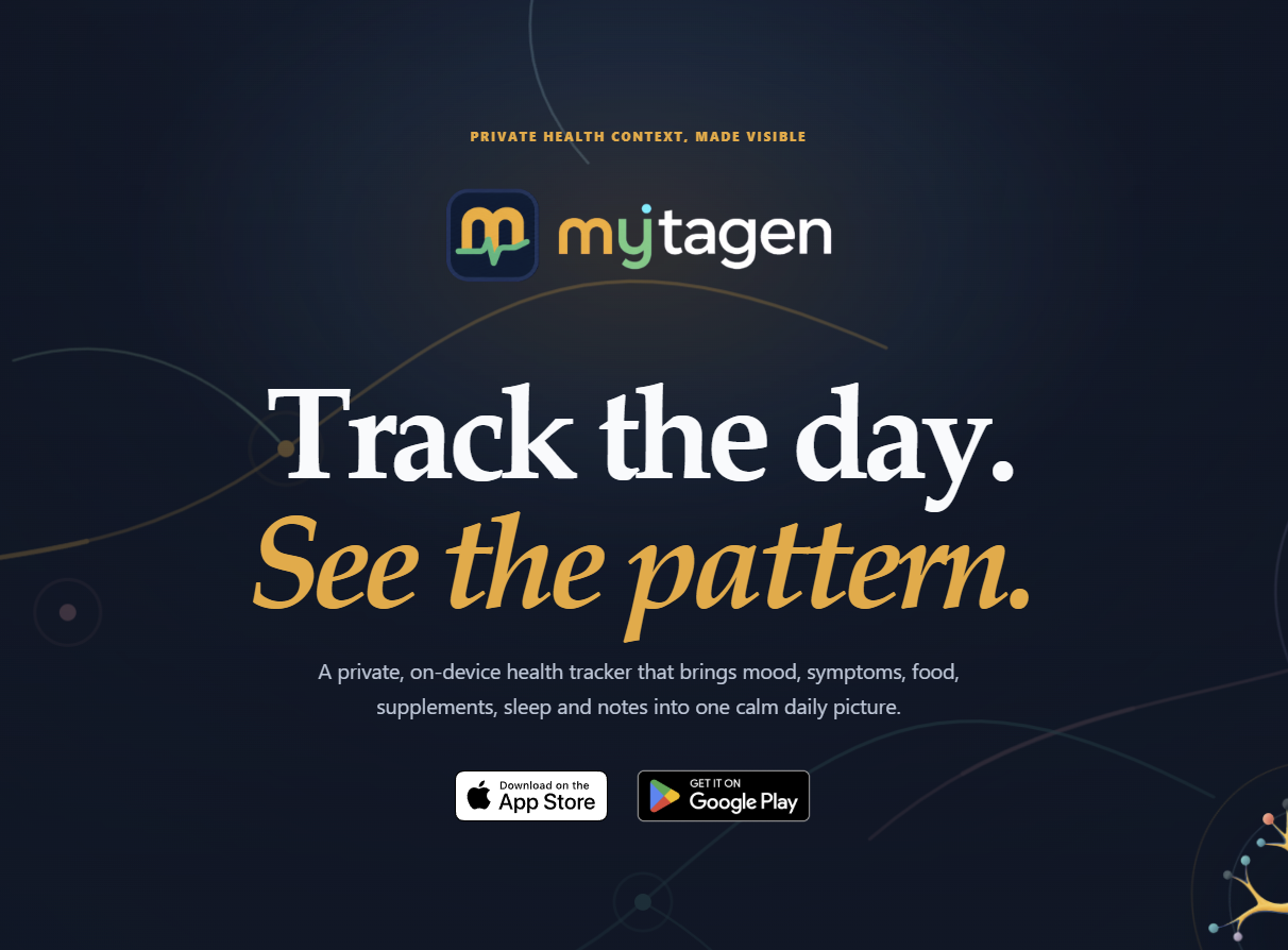 Mytagen health tracker — Track the day. See the pattern.